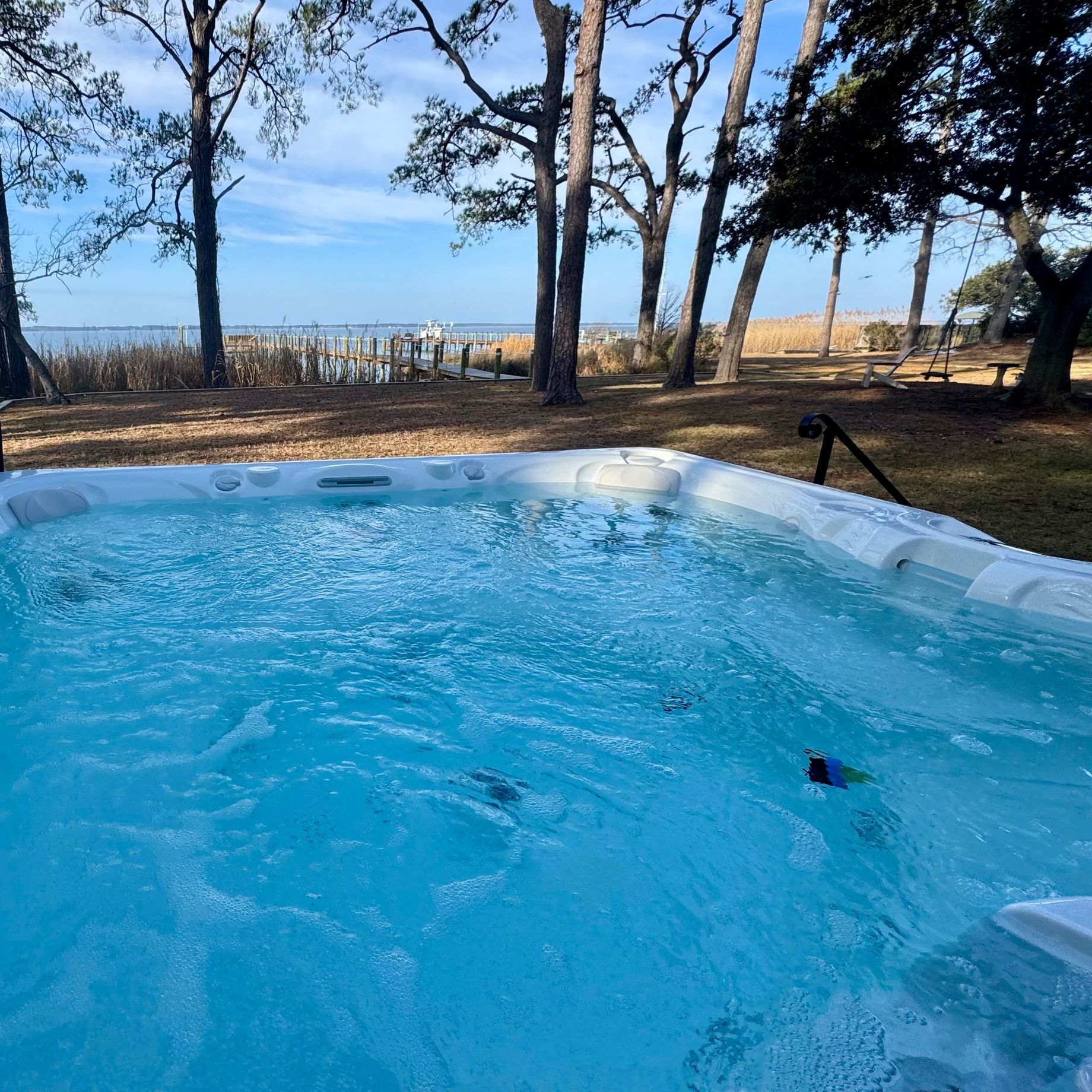 Hot tub overlooking the sound on the Outer Banks